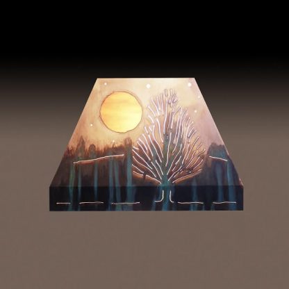 Copper Lamp Shade with Stained Glass Inlay (Sun Tree Design, Medium Sized Shade)
