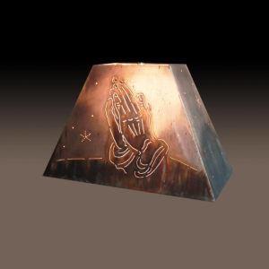 Rustic Copper Lamp Shade with Praying Hands Design
